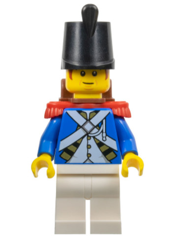 LEGO® Minifigurák pi196 - Birodalmi katona IV – férfi, vörösesbarna pajesz, fekete shako sapka, piros epaulettek, hátizsák