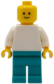 Plain White Torso, Dark Turquoise Legs, Standard Grin