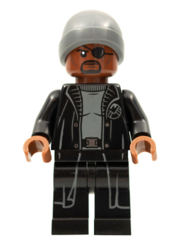 LEGO® Minifigurák sh0758 - Nick Fury - Sötét Kékesszürke Kötött Sapkával