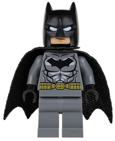 Batman, sötét kékes szürke ruhában, fekete köpennyel