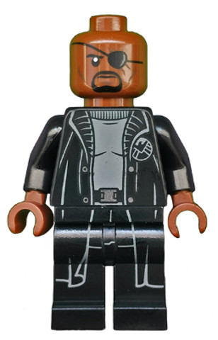LEGO® Minifigurák sh585 - Nick Fury - szürke szvetterben, fekete ballonkabáttal