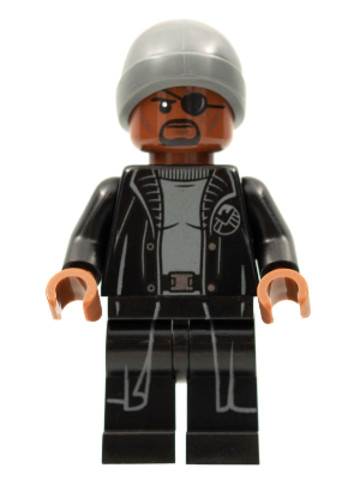 LEGO® Minifigurák sh758 - Nick Fury - Sötét Kékesszürke Kötött Sapkával