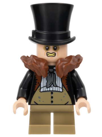 LEGO® Minifigurák sh887 - A Pingvin (The Penguin) - Vörösbarna szőrmegallér, Sötétbarna mellény, Lábak