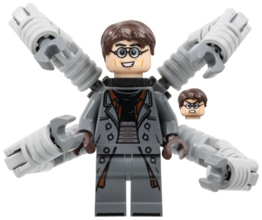 LEGO® Minifigurák sh890 - Dr. Octopus (Otto Octavius) / Doc Ock - Sötét kékesszürke öltözet, Mechanikai karok