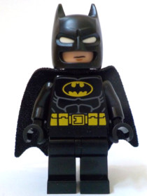 Batman - Fekete öltözet, Sárga öv, Fehér szemek, Semleges/ dühös arc
