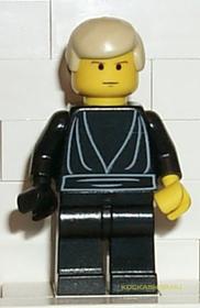 Luke Skywalker minifigura, fekete kéz, egyenes száj