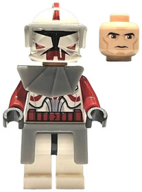 Clone Trooper Commander Fox, Coruscant Guard (Phase 1) - Dark Bluish Gray Visor, Pauldron, and Kama,