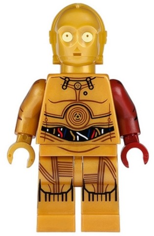 LEGO® Minifigurák sw0653 - C3PO - Sötétpiros Karral