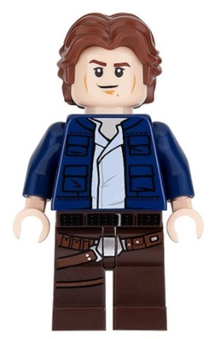 LEGO® Minifigurák sw0879 - Han Solo - Sötétbarna lábakkal, sötétkék dzsekiben, hullámos hajjal