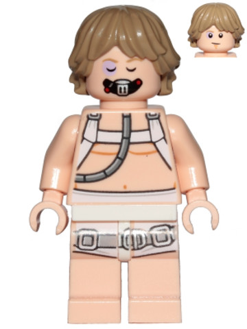 LEGO® Minifigurák sw0957 - Luke Skywalker - Bacta Tartály ruhában, sötét cserszín hajjal