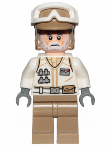 LEGO® Minifigurák sw1014 - Hoth lázadó katona - szakállal, fehér egyenruha, sötét cserszín lábakkal
