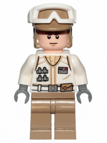 LEGO® Minifigurák sw1015 - Hoth lázadó katona - komoly arccal, fehér egyenruha, sötét cserszín lábakkal
