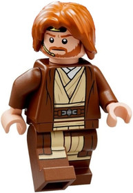 Obi-Wan Kenobi - Reddish Brown Robe, Dark Orange Mid-Length Tousled with Center Part Hair