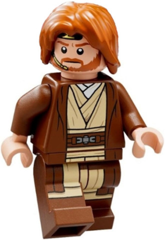 LEGO® Minifigurák sw1220 - Obi-Wan Kenobi - Reddish Brown Robe, Dark Orange Mid-Length Tousled with Center Part Hair