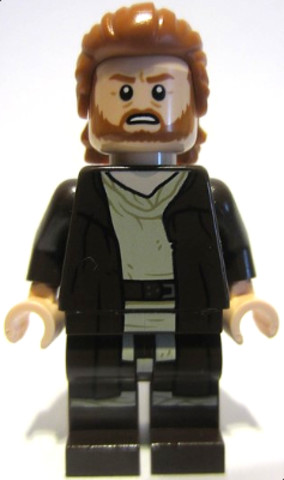 LEGO® Minifigurák sw1227 - Obi-Wan Kenobi - Reddish Brown Robe, Dark Orange Mid-Length Hair with Ruffled Back