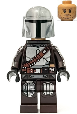 LEGO® Minifigurák sw1258 - The Mandalorian / Din Djarin / 'Mando' - Silver Beskar Armor, Jet Pack, Helmet with Top Lines