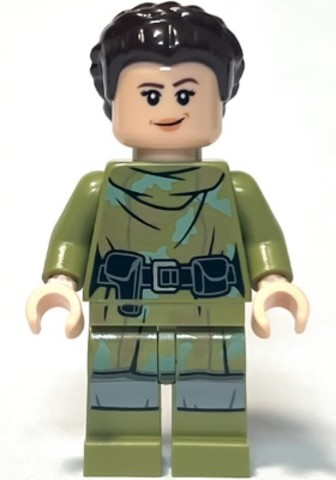 LEGO® Minifigurák sw1296 - Princess Leia - Olive Green Endor Outfit, Hair