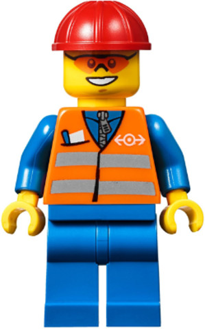 LEGO® Minifigurák trn241 - Orange Vest with Safety Stripes - Blue Legs, Red Construction Helmet, Orange Sunglasses