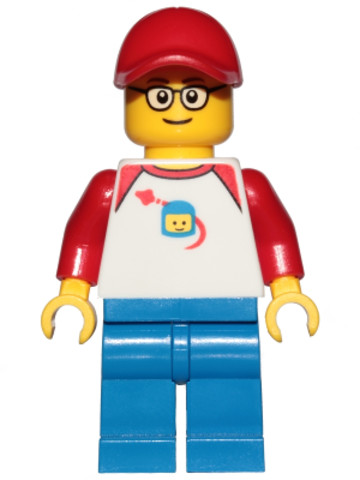LEGO® Minifigurák trn247 - Férfi Szemüvegben, Klasszikus Space Mintás Pulcsiban, Piros sapkával