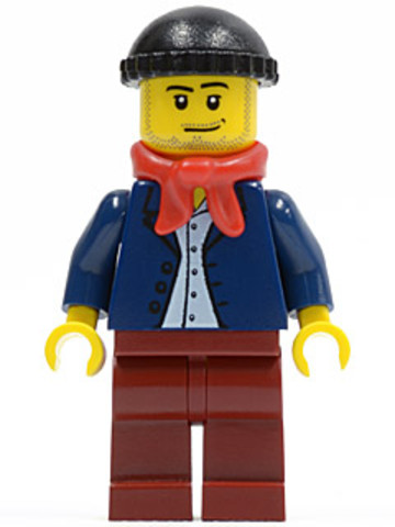 LEGO® Minifigurák twn148 - Dark Blue Jacket, Light Blue Shirt, Dark Red Legs, Red Bandana, Black Knit Cap