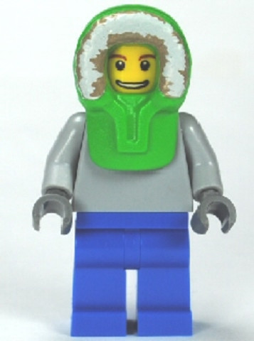 LEGO® Minifigurák twn149 - Plain Light Bluish Gray Torso, Blue Legs, Bright Green Hood