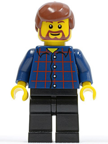LEGO® Minifigurák twn150 - Plaid Button Shirt, Black Legs, Reddish Brown Male Hair, Reddish Brown Beard and Eyebrows