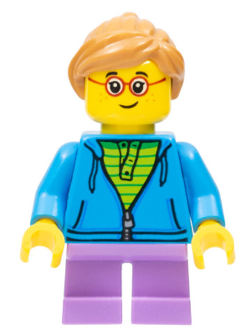 LEGO® Minifigurák twn362 - Child Girl with Dark Azure Hoodie and Ponytail
