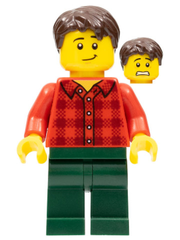 LEGO® Minifigurák twn363 - Man with Red Flannel Shirt, Dark Green Pants and, Dark Brown Hair