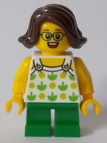 LEGO® Minifigurák twn370 - Child Girl with Halter Top with Green Apples and Lime Spots, Green Short Legs