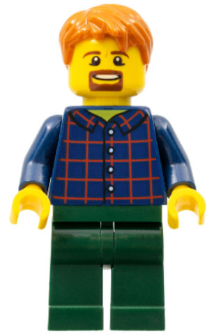 LEGO® Minifigurák twn371 - Man with Plaid Button Shirt, Dark Green Legs, Dark Orange Hair