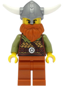 Viking Warrior - Male, Medium Nougat Leather Armor, Dark Orange Beard and Legs, Flat Silver Helmet