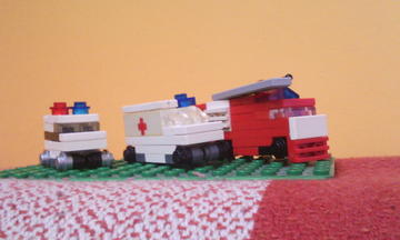 Mini LEGO rendőr, mentő, tűzoltó autó 