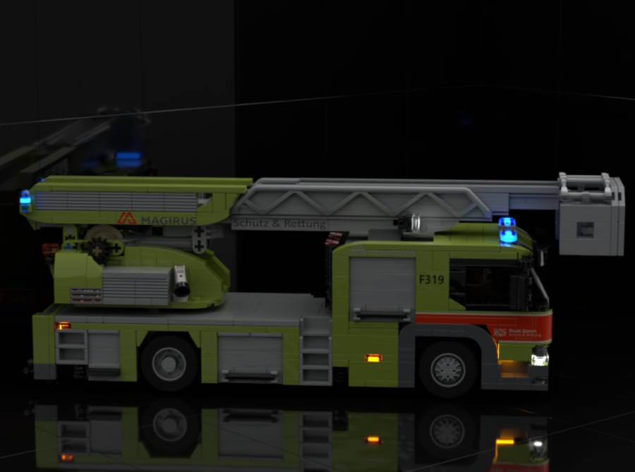 Scania L360 Tűzoltókocsi Magirus Forgózsámolyos Mentőlétrával